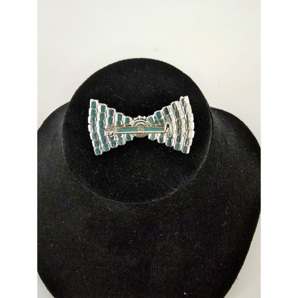 Vintage Rhinestone Bowtie Brooch Pin 1.5 Inch - Picture 2 of 2